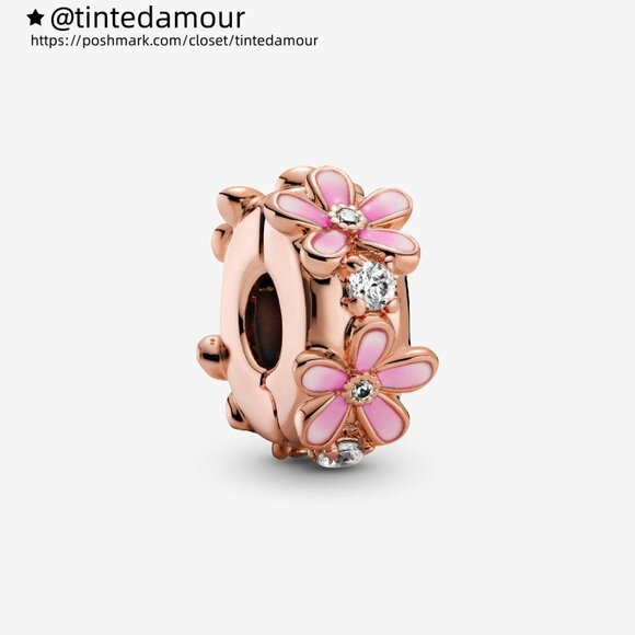 Pandora Pink Daisy Spacer Clip Charm - Picture 1 of 5